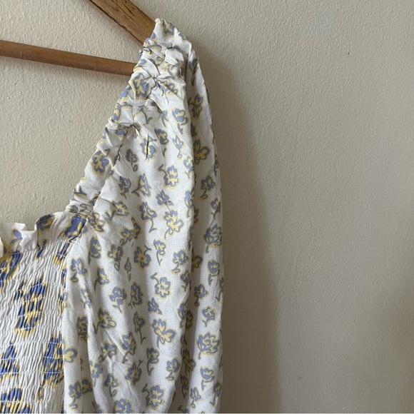 French Connection Square Neck Smock Top XL Floral Prairie Boho Western Flirty - Picture 7 of 12